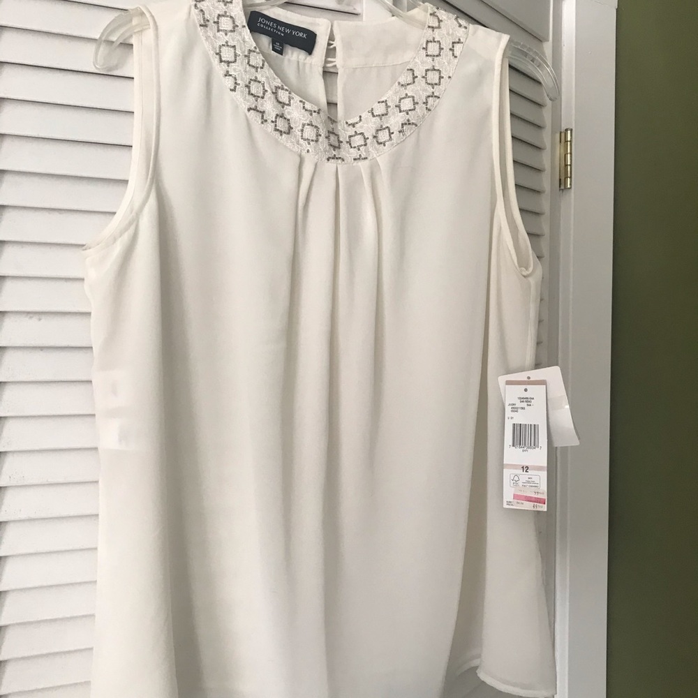 COPY - Shear lined blouse with beaded neck.  Never worn